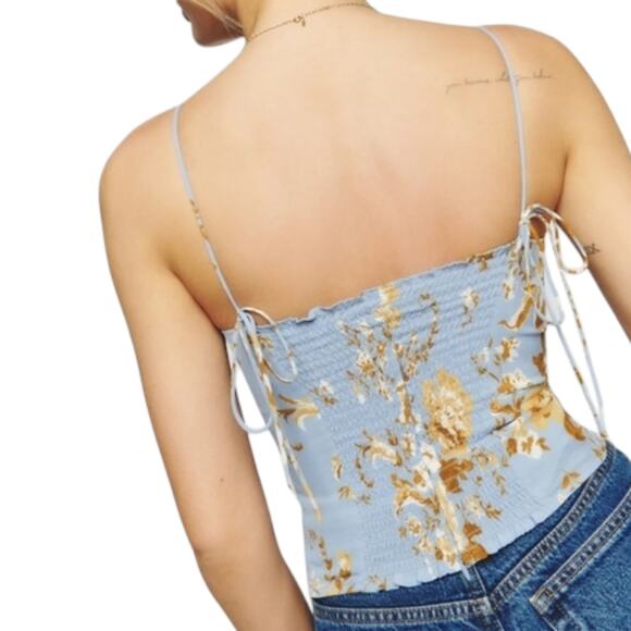 Reformation Liza Top Heavenly Floral Smocked Shirt - Picture 3 of 13